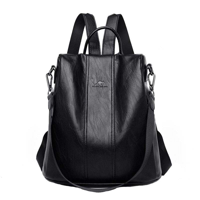 Anti-theft leather backpack women vintage shoulder bag ladies high capacity travel backpack school bags girls mochila feminina 0 karavelas Black 
