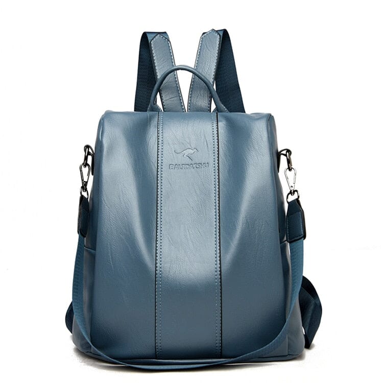 Anti-theft leather backpack women vintage shoulder bag ladies high capacity travel backpack school bags girls mochila feminina 0 karavelas Light blue 