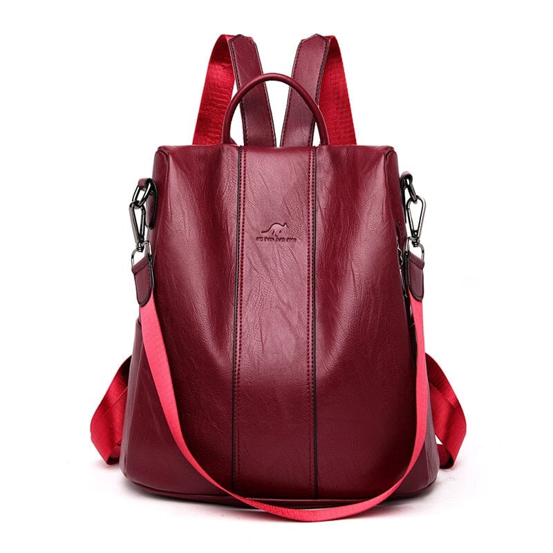 Anti-theft leather backpack women vintage shoulder bag ladies high capacity travel backpack school bags girls mochila feminina 0 karavelas Red 