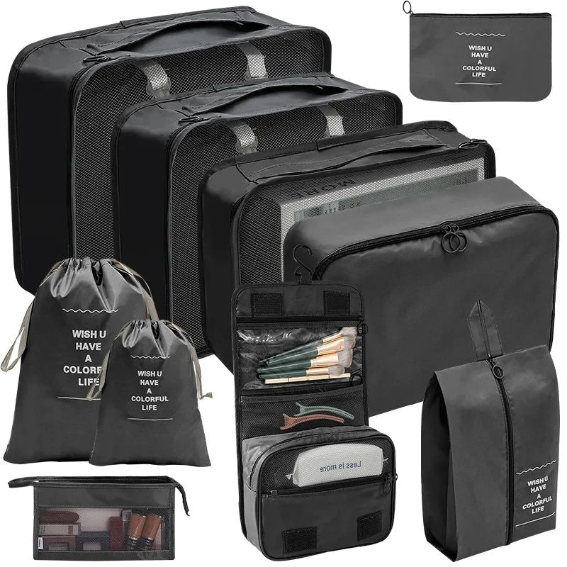 Kit de Organizador para Mala de Viagem karavelas Preto - 10 Peças 