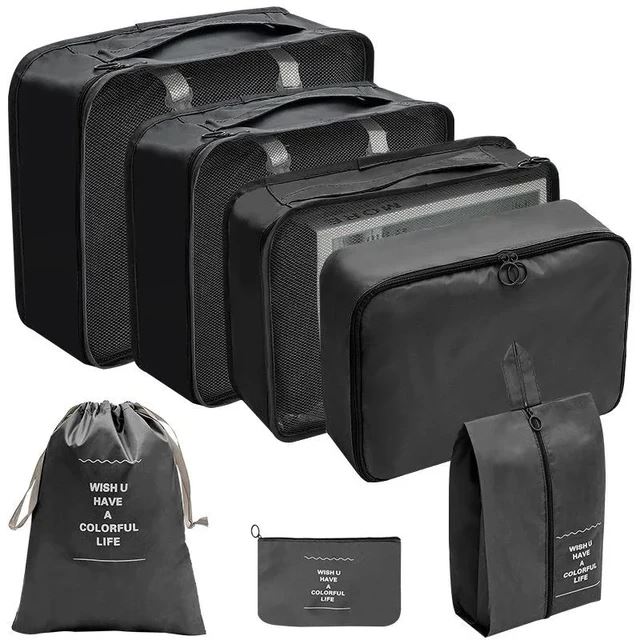 Kit de Organizador para Mala de Viagem karavelas Preto - 7 Peças 