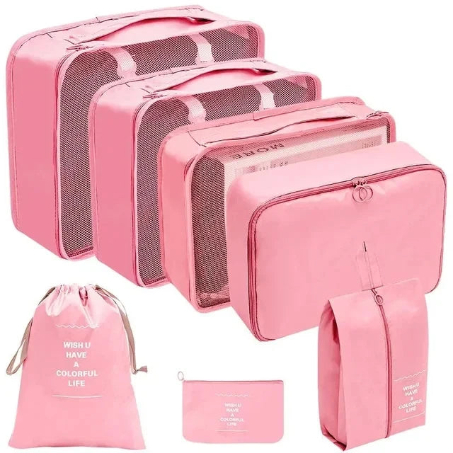 Kit de Organizador para Mala de Viagem karavelas Rosa - 7 Peças 