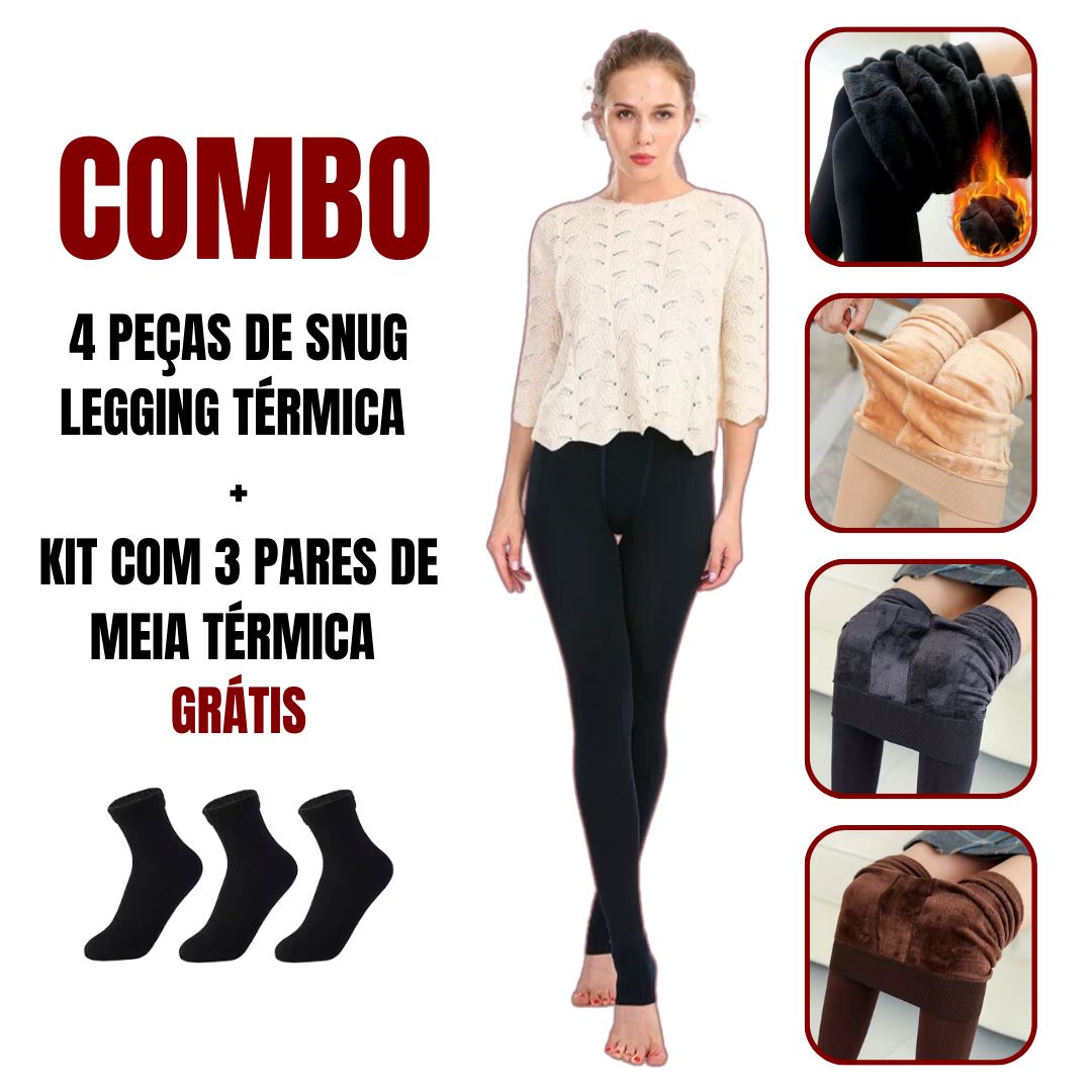 Kit Especial: Snug Legging Térmica Segunda Pele + 3 Pares de Meia Térmica de Brinde karavelas 