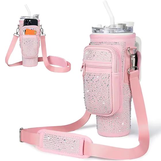 SmartCup Bag - Bolsa de Transporte Para Copo Térmico - 1,18L karavelas Rosa com Strass 