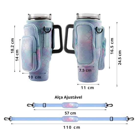 SmartCup Bag - Bolsa de Transporte Para Copo Térmico - 1,18L karavelas Sereia - 2 Bolsos 