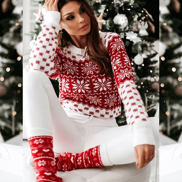 Suéter Merry Christmas Com Flocos de Neve suéter karavelas 