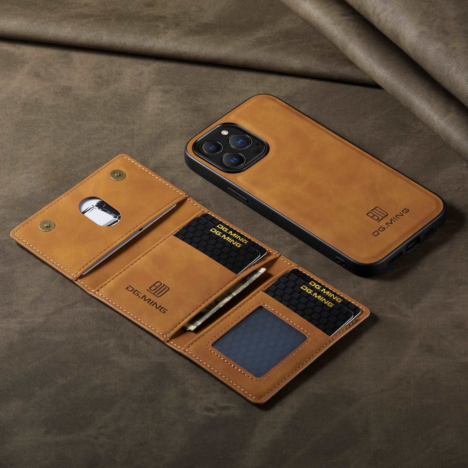 Capa Slim e Carteira de couro vegano magnética exclusiva para IPhone - DG MING 0 karavelas 