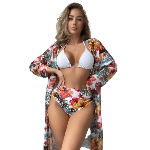 Conjunto de Biquíni Elegância Summer Floral - 3 Peças 0 karavelas Branco P 