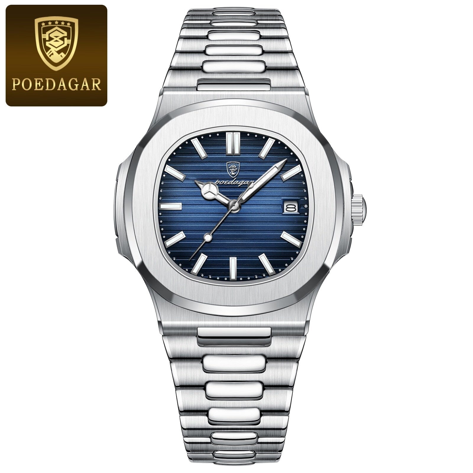 Relógio de Aço Marine Poedagar 40mm Premium 0 karavelas Silver Blue 