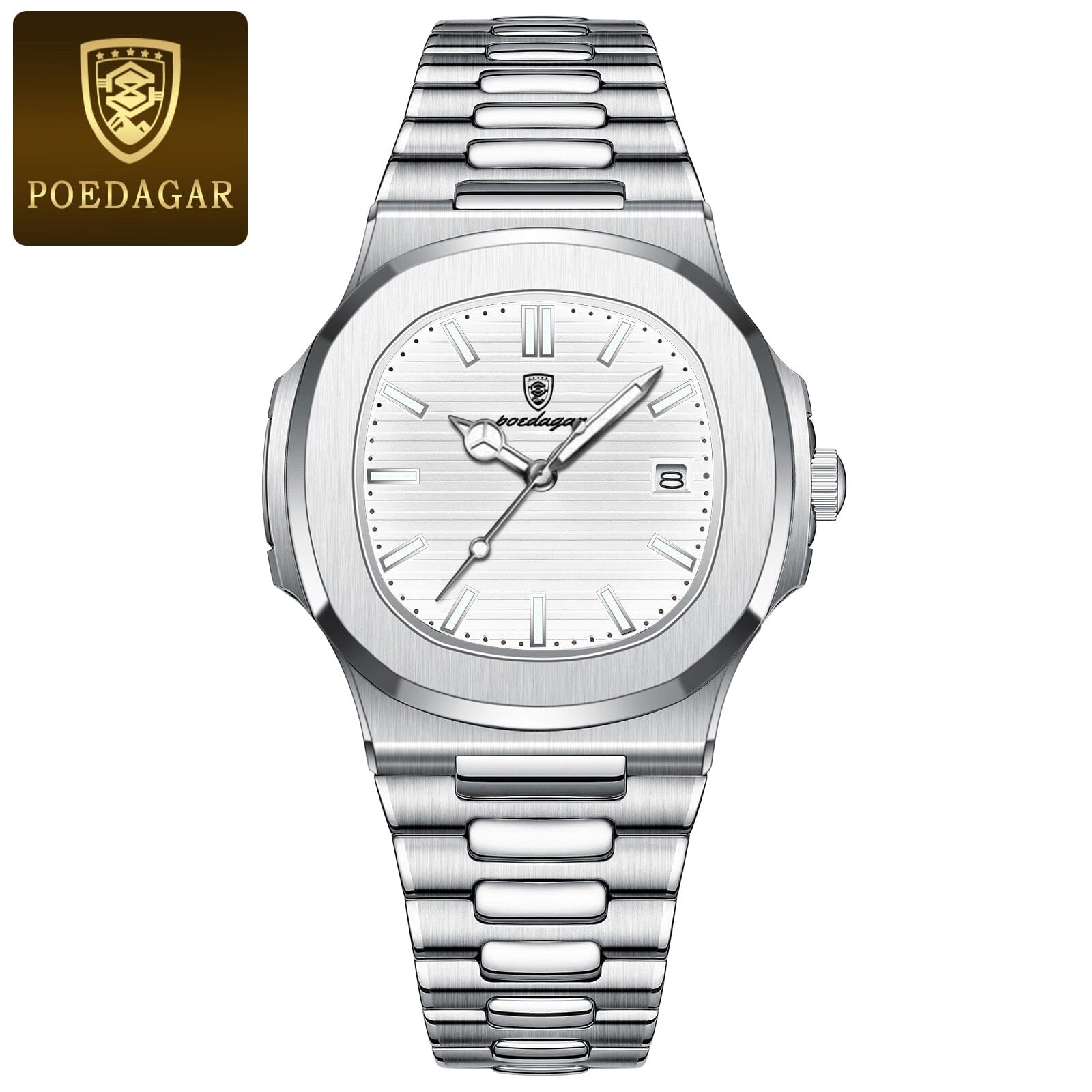 Relógio de Aço Marine Poedagar 40mm Premium 0 karavelas Silver White 